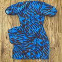 Pretty Little Thing Blue Leopard Print Wrap Drape Shift Dress. Size 2. NWT Photo 10