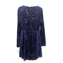 City Triangles NWT Size 17 Navy Blue Velvet Damask Jacquard Long Sleeve Skater Dress New Photo 1