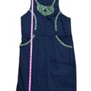 Gretchen Scott  Navy blue sleeveless dress L beaded casual resort preppy Photo 12