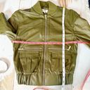 House Of CB  London Olive Green Faux Vegan Leather Bomber
Jacket Size XS Photo 11