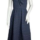 Blue Rain  Fit & Flare Dress Navy Blue Multicolor Swiss Dot Tie Front Sleeveless Photo 0