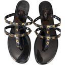 Nicole Miller  Brooney Studded Jelly Sandals Flats Black/Gold Size 8/39 Photo 3