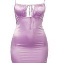 Tic Toc  Tie Front Sleeveless Satin Mini Dress Purple Size Medium NWT Photo 0