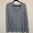 Free People We the Free | Gray Boxy Fit Long Sleeve Waffle Knit Top Size Small Photo 2