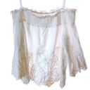 Bleuh Ciel  White Off the Shoulder Eyelet Floral Lace Vintage Styled Top Photo 46