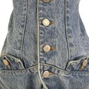 Vintage Blue Red Lodge  Button Front Sleeveless Denim Jean Vest Size Medium Photo 2