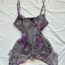 Revolve ARB Y2K vintage paisley print purple white and green babydoll fairy top Photo 0