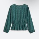 Nine Britton NWT Stitch Fix  Cavanna Faux Wrap Blouse Teal Green Size SP Photo 2