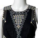 BCBGMAXAZRIA  Shirt Womens XS Black Blue Elley Crossover Cutout Embroidered Party Photo 5