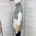 Versona  Multi Pattern Color Block Turtleneck Sweater Gray Tan Large Photo 1