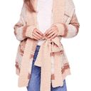 Free People  Cozy Cabin Chunky Knit Boho Ivory Peach Cardigan Sweater Oversized X Photo 8