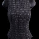 Carmen Marc Valvo Vintage  Black Gray Beaded Sleeveless Knit Top Photo 2