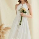 JJ's House  White A-Line Halter Knee Length Chiffon Dress Photo 1