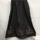 Denim & Co Vintage denim charcoal black midi skirt with floral embroidery XL . Photo 0