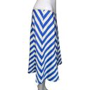 Talbots  Skirt Womens 8 Blue White Chevron A Line Pleated Midi Career Nautical Photo 1