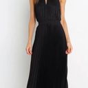 Petal and Pup  Dominique Black Satin Pleated Maxi Dress 4 Photo 6