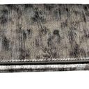 Sondra Roberts  CLUTCH HANDBAG Silver Black Clutch Crossbody Faux Suede Purse Photo 5