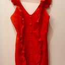 Karlie orange red  boutique dress button ruffle button front size Large Photo 1