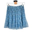 Intermix  Pleated Paisley Print Mini Skirt Blue Size XL Photo 3