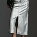 Pilcro RARE  Silver Metallic Denim Structured Column Midi Skirt - 2 Photo 0