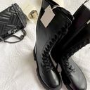 Pull & Bear Black faux leather lace-up platform chunky soles winter combat boots booties shoes  Photo 3