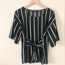 West Kei  Julianne Tie Front Blouse in Black and White Stripe - Size M Photo 0