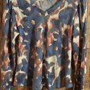 Zac and Rachel NWT  Blue & Pink Waffle Textured Vneck Top with Long Sleeves Size M Photo 0