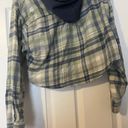 American Eagle Cropped Flannel Hoodie Photo 3