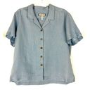 Vintage Blue Jamaica Bay |  100% Linen Casual Short Sleeve Button Shirt XL Photo 0