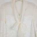 Alexis  Ivory Crochet Bell Sleeve Bow Tie Blouse XS Photo 9