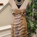 London Times  Women's Brown Rayon V-Neck Sleeveless Knee Length Dress Size 14W Photo 7