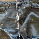 Marshalls Khaki + Blue Daisy Embroidered Denim Shorts Photo 8