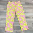 Lilly Pulitzer Vintage  Lion Print Crop Capri Pants Flat Front Lime Green Pink 4 Photo 2