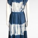 Crown & Ivy  Blue & White Tie Due Surplice Flutter Sleeve Midi Dress Size Medium Photo 4