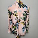 Worthington  pink tropical floral shimmering satin button down size medium Photo 4