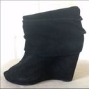 BCBGeneration Black Suede Ankle High Wedged Booties Open Toe, 8 Photo 2