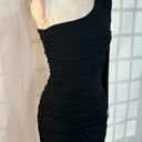 City Triangles  Black Ruched Bodycon One Shoulder Mini Dress Size S Photo 1