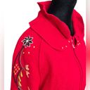 Norlender Red Janne Felted Wool Jacket Cardigan Size Large Embroidered Norway Photo 2