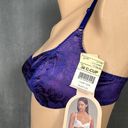 Second Skin Vintage New Adonna Floral Deluster Tulip Demi  Satin Bra 36C Purple Photo 3