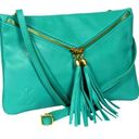 Vera Pelle VTG  Italian LEATHER HANDBAG Teal Crossbody Shoulder Wristlet Clutch! Photo 0