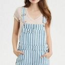 American Eagle  High Waisted Tomboy Shortall Bibs Blue & White Stripes Size Small Photo 0