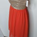 Max Studio champaign sequin coral High low mini dress size 7 Photo 4