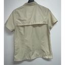 L.L.Bean  Womens Short Sleeve Vented Fishing Shirt Size M Cream Nylon Button Up Photo 4