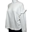 The Loft  White Ruffle Long Sleeve Oversized Crew Neck Pullover Sweatshirt Top Size L Photo 1