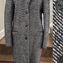 Gianni Feraud Wool Coat Designed in Italy Navy Herringbone Wool Blend Size 8 Photo 0