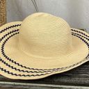 David & Young Tan & Blue Paper Wide Brim Woven Straw Sun Summer Hat OS Photo 1