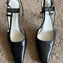 Charles Jourdan Black Leather Slingback Heels Sz 7 Photo 3