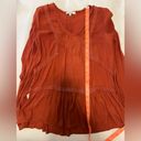 Ro & De  Embroidered Orange Ruffle Long Sleeve Top - Size S Photo 3