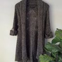 BCBGMAXAZRIA  Long Tunic Cardigan Sweater Cuffed Sleeves Crochet Knit Ribbed EUC Photo 0