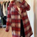 Forever 21 Red White Blue Plaid Double-Breasted Coat Jacket Photo 0